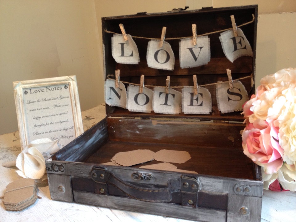 Wedding Gift Card Holder Set Vintage Styled Suitcase with