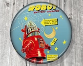 Pocket Mirror - Compact Mirror - Si Fi - Compact Mirror Vintage Space Robot Toy - Lost in Space - Retro - gift under 5 - party favor - A15