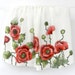 Red Poppies hand painted silk dress .Red green and white.