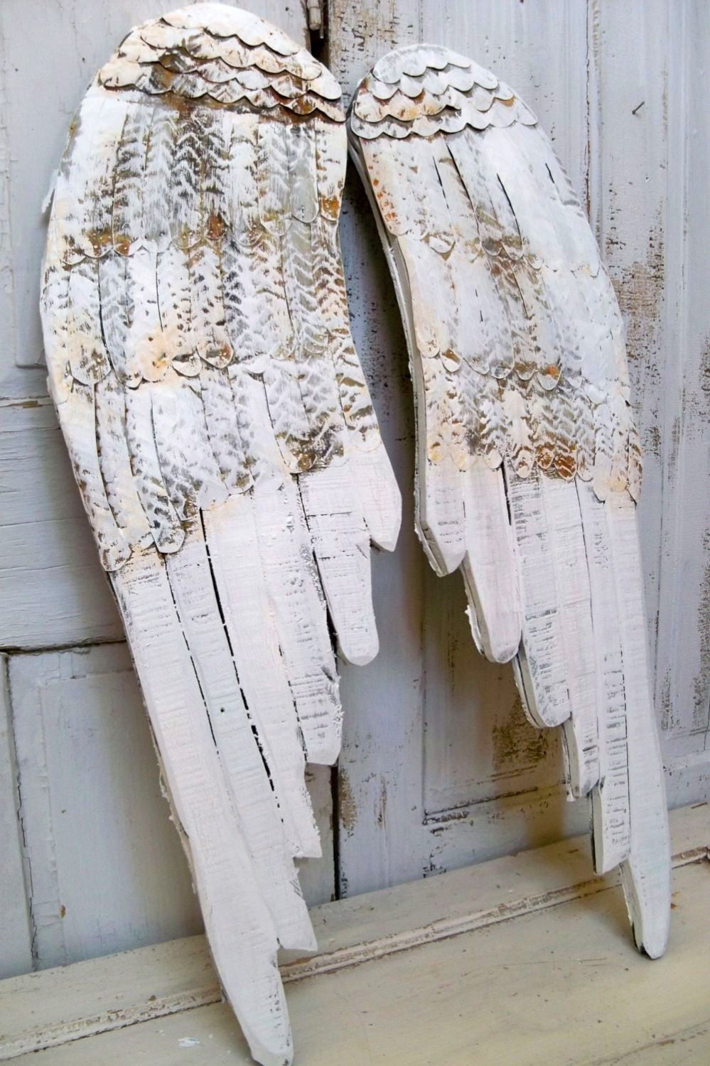 Reserved listing Large wooden wings white by AnitaSperoDesign