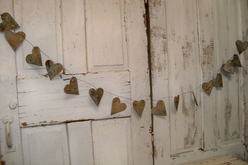 Distressed wedding garland rusty metal French chic dresser