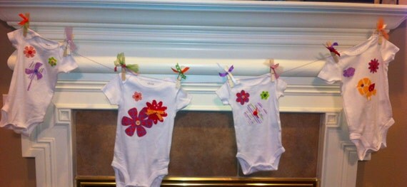 Custom Baby Shower Onesie Banner, Fabric Banner, Baby, Boy,Girl, Twins, Unisex