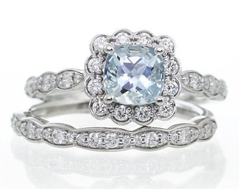 aquamarine wedding ring set