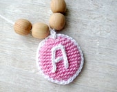 Personalized  Nursing necklace Teething bead Initials Pink  mommy necklace Baby shower Mom jewelry Save Organic