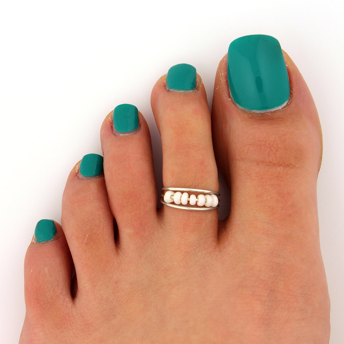 sterling silver toe ring Bead and wire design by Silversmith925