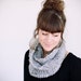 SALE, ONLY 1 LEFT, knitted white and gray acrylic circle scarf