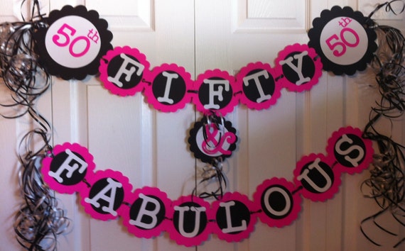  50th Birthday Decorations Party Banner Fifty Fabulous 