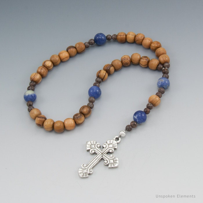 Christian Prayer Beads Olive Wood with by UnspokenElements