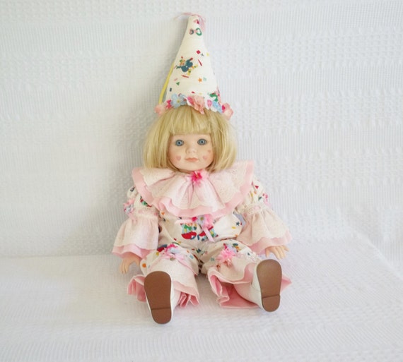 Vintage porcelain clown doll Victoria Ashlea Originals