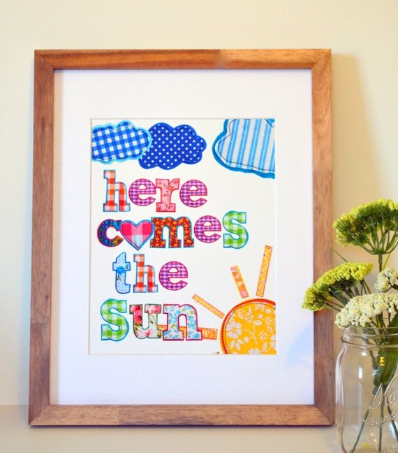 Items similar to Here comes the sun 11x14 wall art- Beatles song