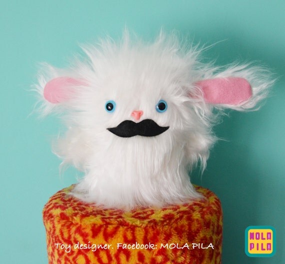 bunny with mustache stuffed animal