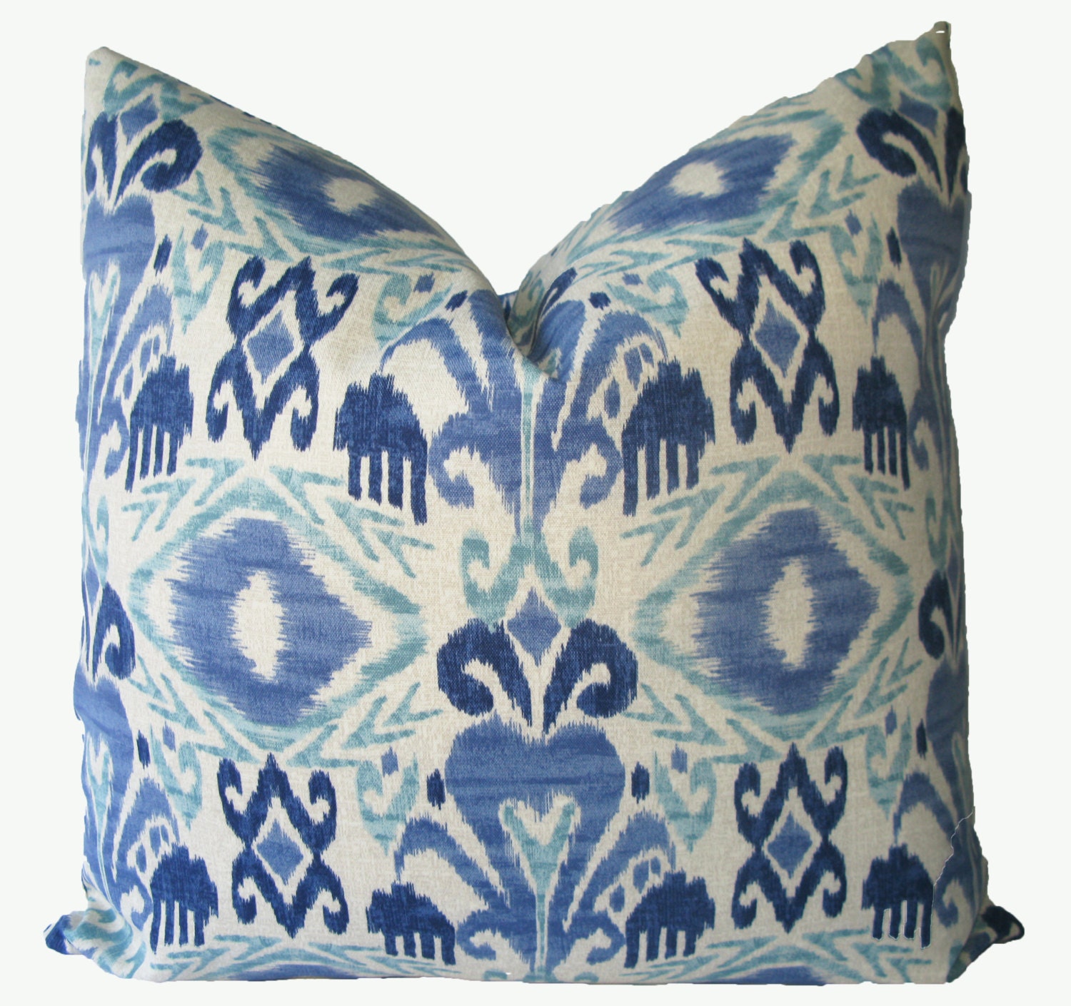 Decorativer Outdoor Ikat Pillow Cover Blue Aqua 18x18