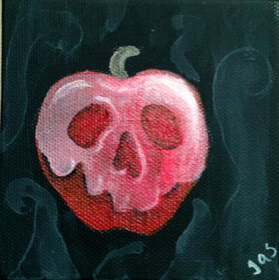 Items similar to Poison Apple Small Acrylic Painting on Etsy