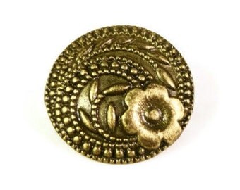 Flower Shank Buttons 16x6mm Antique Brass Tone Metal (Bronze) Shank Buttons, Wrap Bracelet Buttons, Fancy Buttons, Sewing Supplies, 5pcs