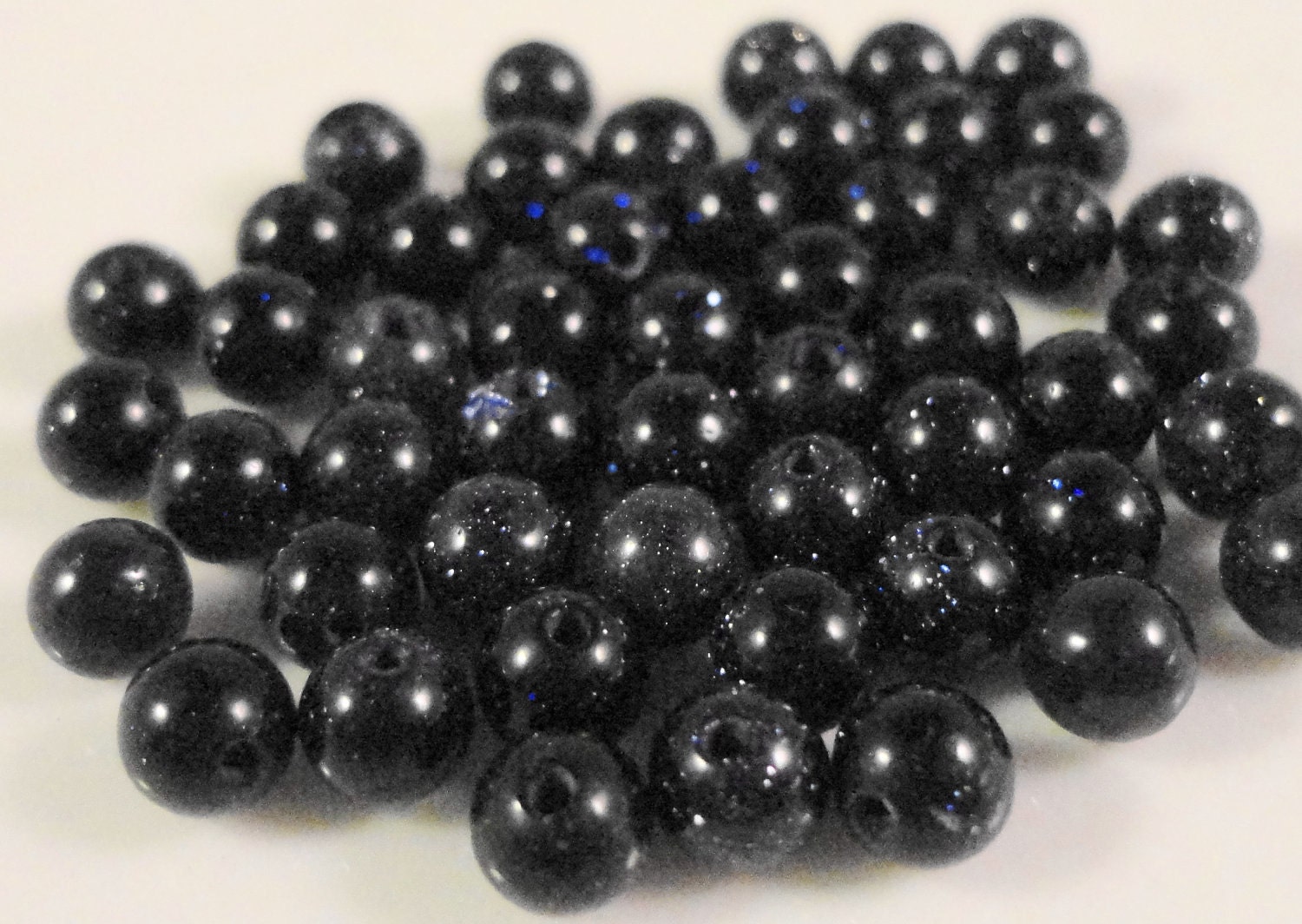 Blue Goldstone Beads 4mm Round Dark Blue by BusyBeeBeadSupplies