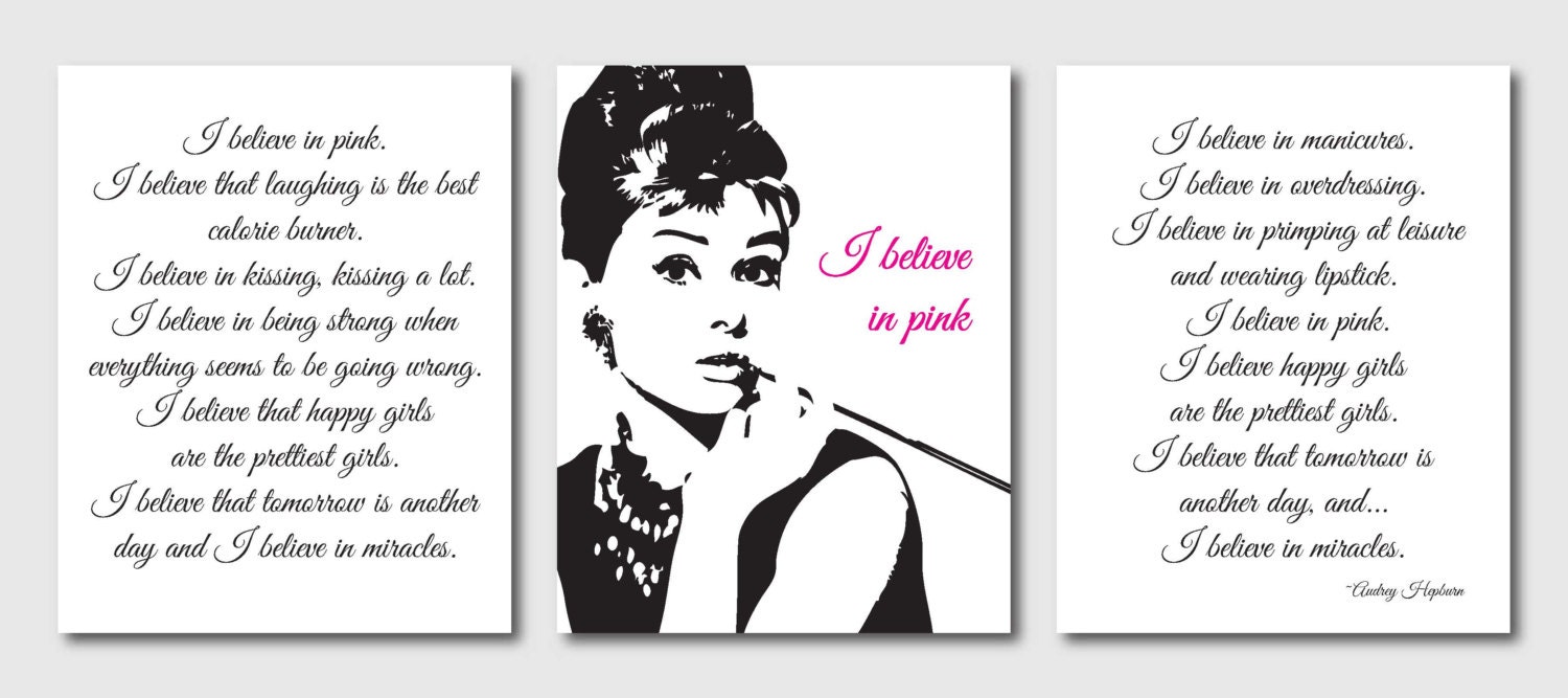 Wall Art Trio Audrey Hepburn I believe in miraclesI