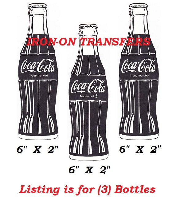 3 Coke Bottle Coca Cola Iron on Heat Transfers Easy to do w Instructions DIY