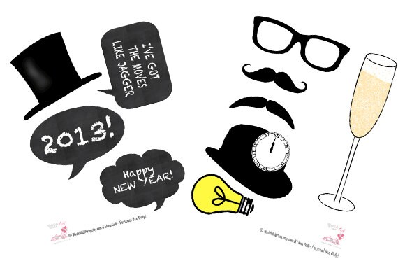Photo Booth Prop - New Years Party - Printable - PDF - Instant Download Il_570xn
