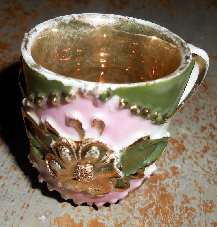Vintage Tea Cup Miniature Tiny Tea Cup Pink & Gold by TheBackShak