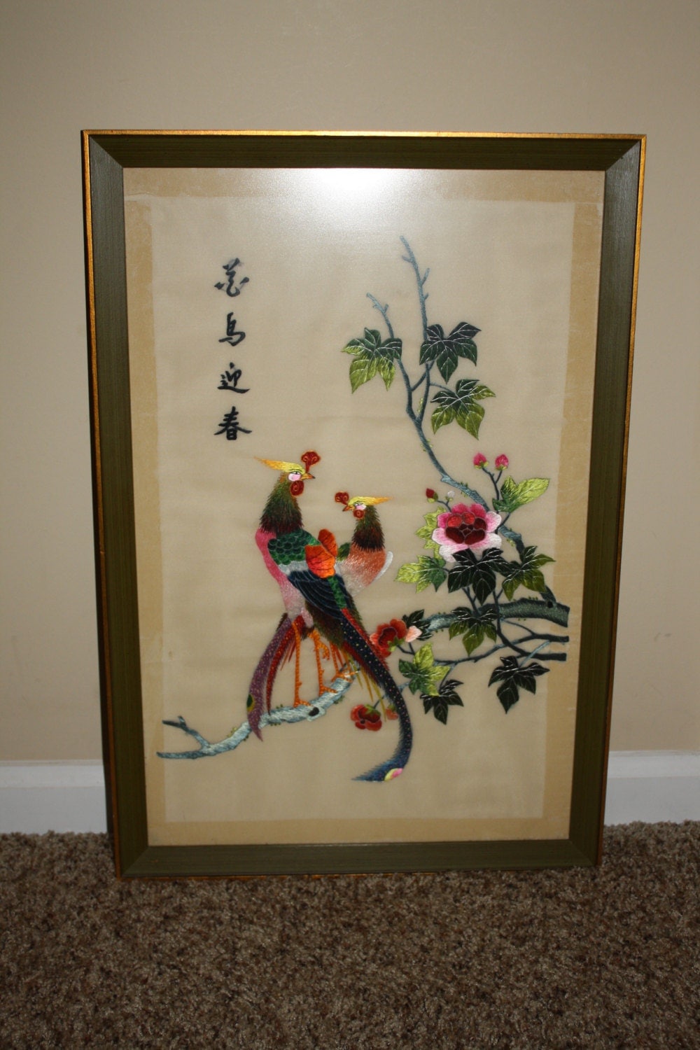 Vintage Framed Chinese Silk Thread Embroidery Hand Made