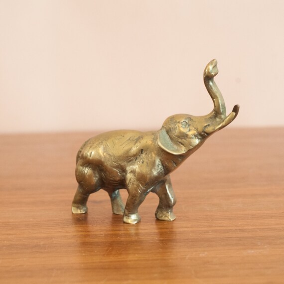 Small Solid Brass Elephant Heavy And Older Great Hollywood