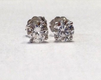 Ladies 14kt white gold Round Brilli ant diamond stud earrings 0.33 ctw ...