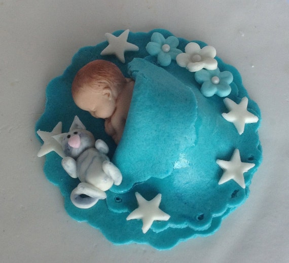 Items similar to FONDANT BABY BOY Cake Topper Baby shower ...