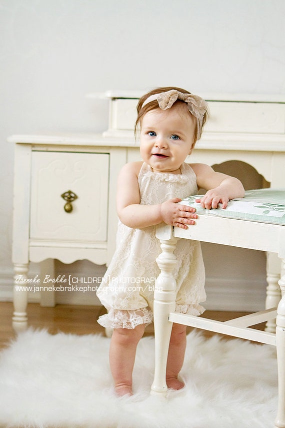 vintage style ivory lace baby romper lined in by miajoystudio vintage style ivory lace baby romper lined in by miajoystudio