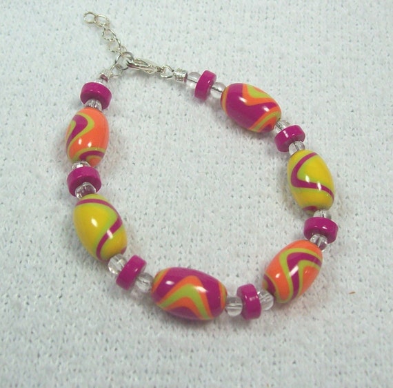 Bracelet Handmade Polymer Clay Beads Summer Colors