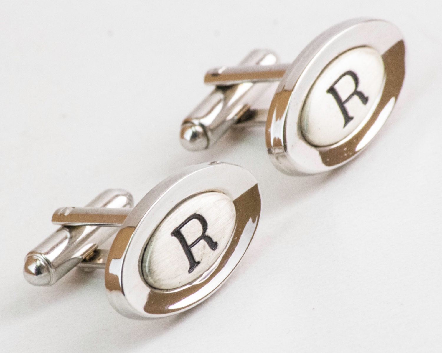 Vintage Cufflinks Letter R Cuff Links by Shields Silver