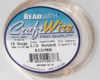 18 Gauge Half Round Silver Craft Wire Non Tarnish