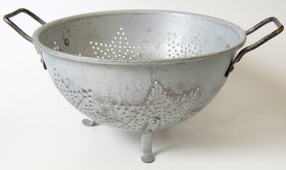 Items similar to Vintage Aluminum Metal Kitchen Strainer Colander by ...