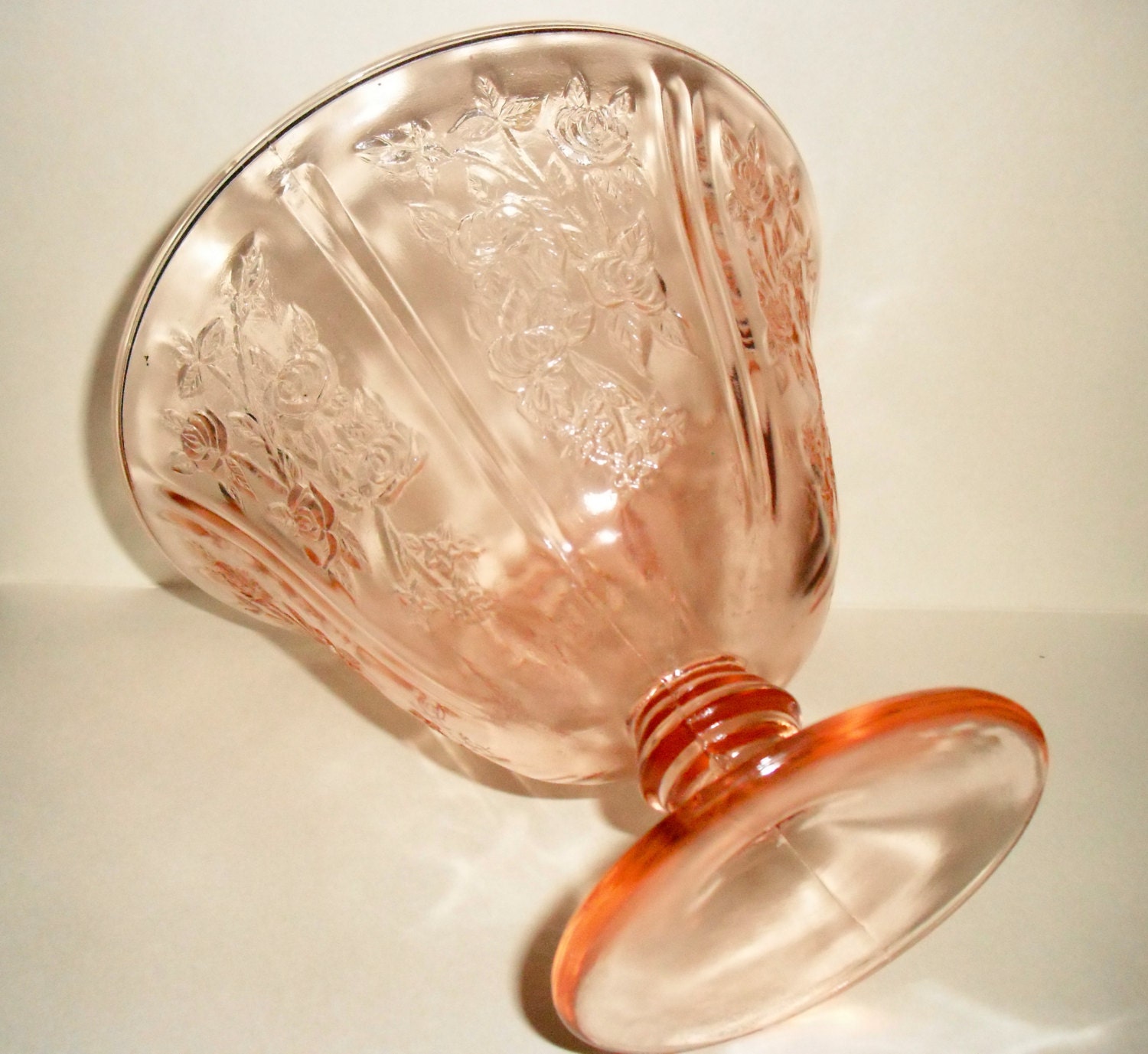 Federal Depression Glass Pink Sharon Cabbage Rose Candy Dish