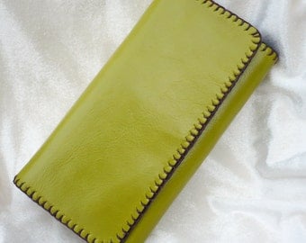 Tri-fold Woman Leather Clutch Wallet, Leather Wallet, Leather Purse Wallet, Handstiched, Hand-sewn