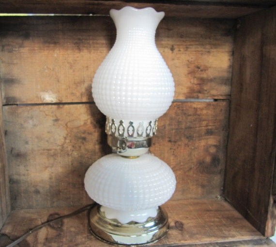 lamp lamp  White hurricane  light lamp, white glass milk Night  Hurricane hobnail milk and glass