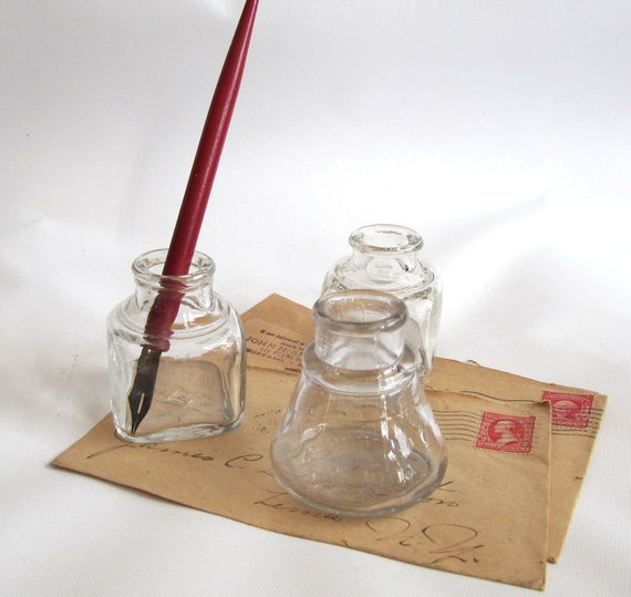 Antique Ink Bottles Cork Top