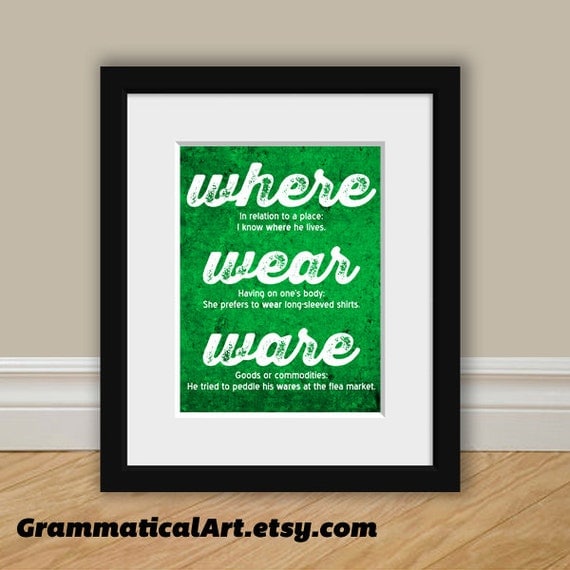 Grammar Print Where Wear Ware Difference English by GrammaticalArt