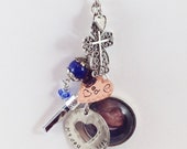 Cherished Memories Photo and Keepsake Bottle Keychain with customized charms with your favorite bible verse or special message