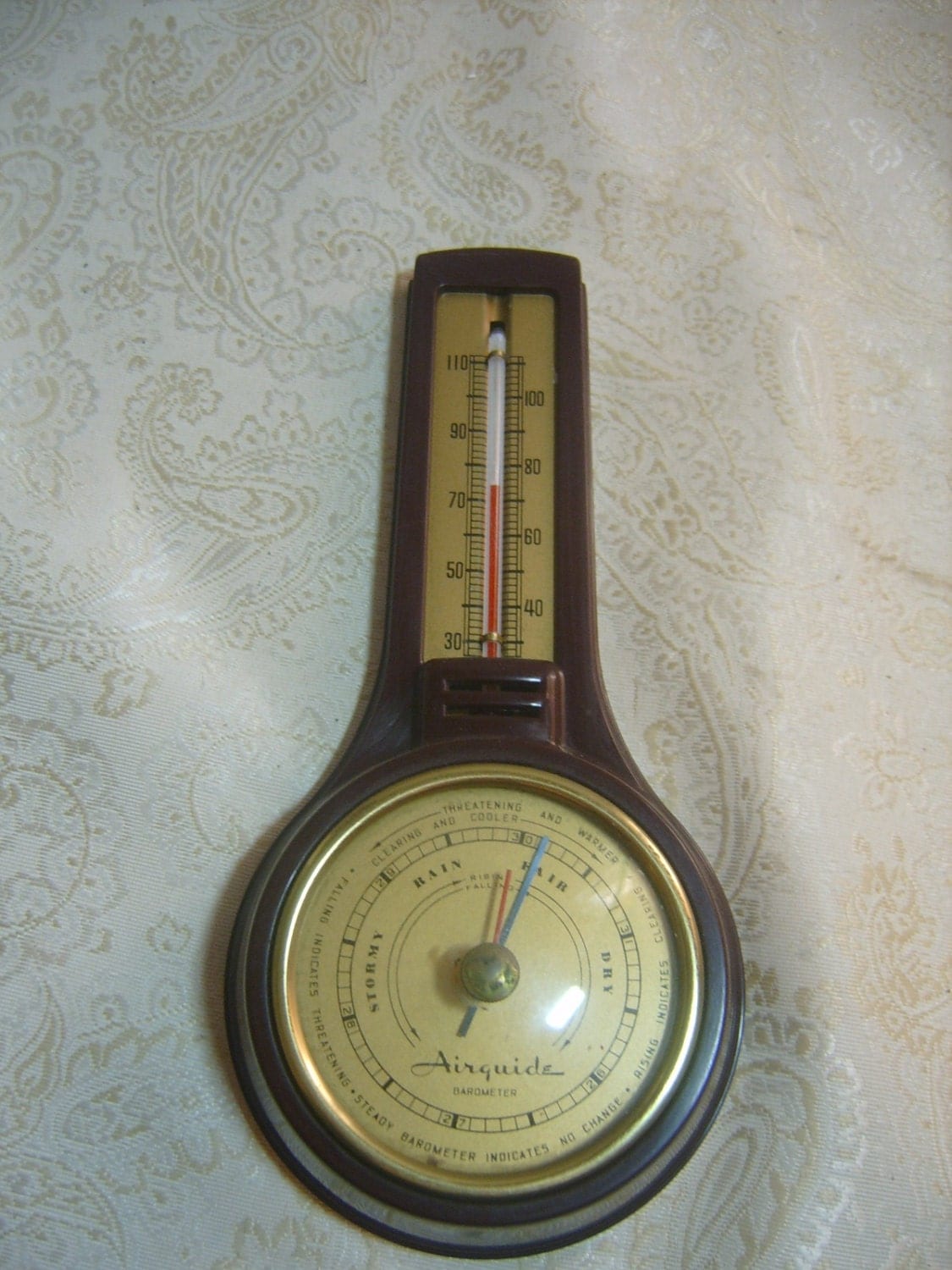 Vintage Airguide Bakelite Barometer Wall Hanging Thermometer