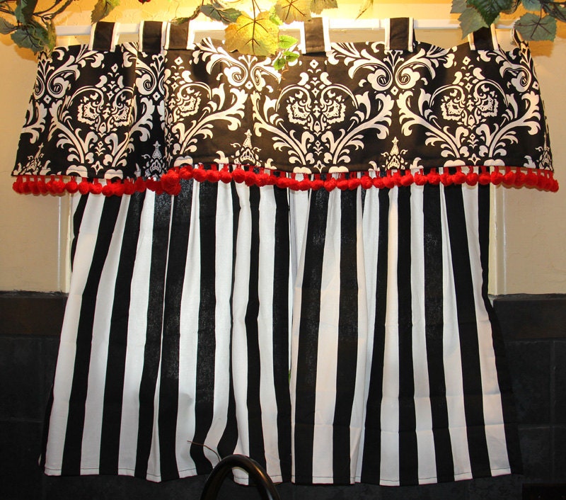 Black And Red Curtains For Living Room Black and White Striped Kitche