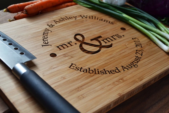 Personalized Cutting Board Mr And Mrs Circle