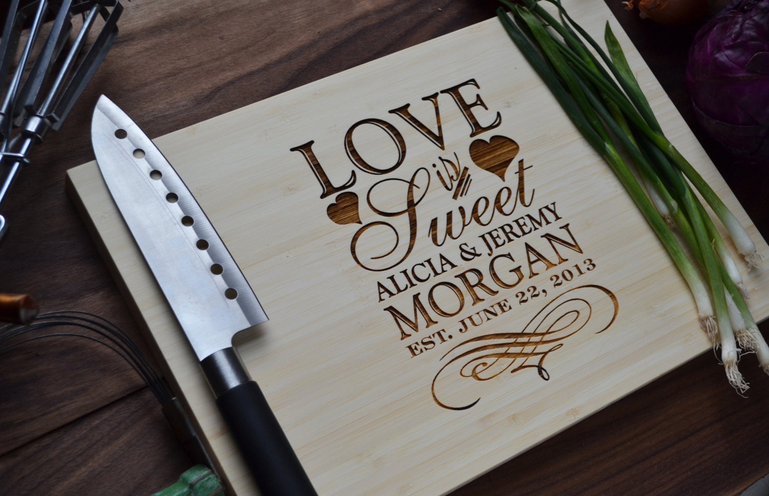 Personalized Cutting Board Love is Sweet Engraved