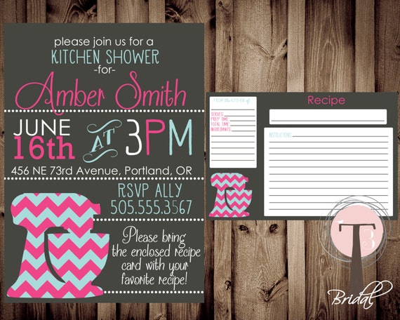 kitchen shower invitation and recipe card kitchen shower recipe card wedding invitation