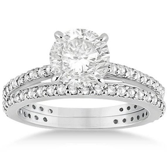 1.10ct Eternity Diamond Engagement Ring & Band Bridal by Allurez