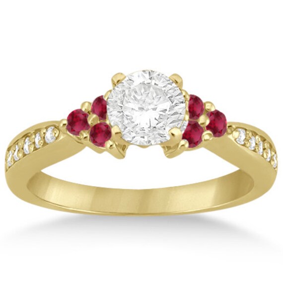 30ct Genuine Floral Ruby  Diamond Engagement Ring 18k Yellow Gold ...
