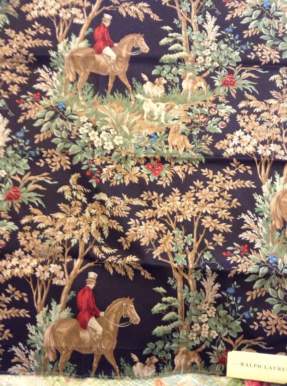 English Country horse hunting fox scene fabric by Ralph