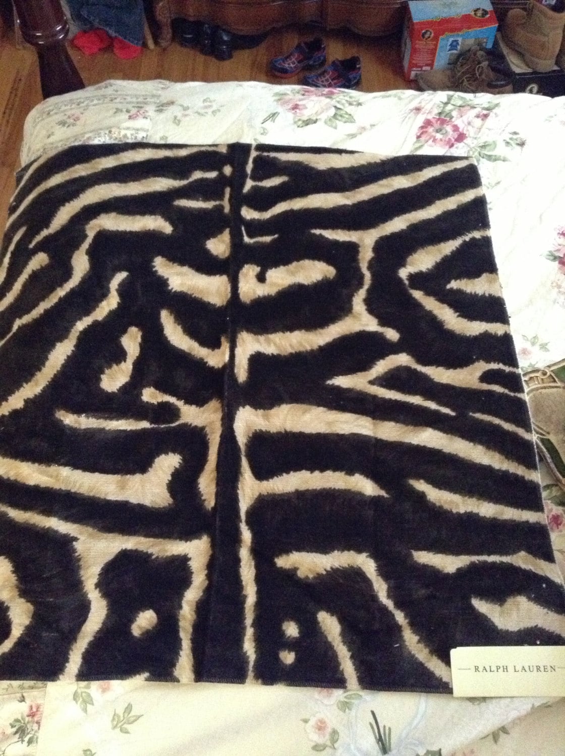 Ralph Lauren cut velvet zebra fabric Serengeti zebra ebony