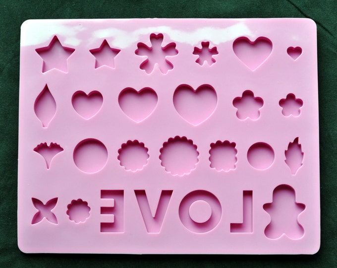 Flexible Silicone Chocolate Mold Ice Candy Molds - Type N 26 LOVE Heart Star