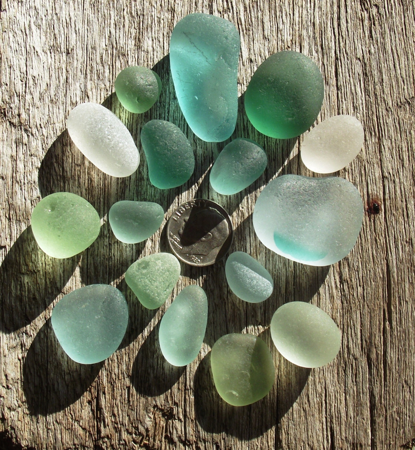 English Aqua and Turquoise themed Sea Glass Collection