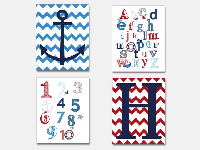 Nautical Alphabet Nautical Numbers by NauticalDecorShop on Etsy
